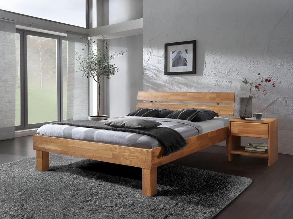 Masívna dubová manželská posteľ Alea Rozmer: 160x200