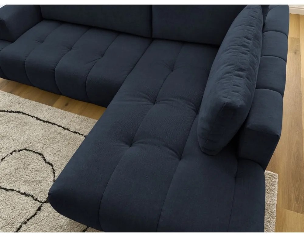 Tmavomodrá rozkladacia/s úložným priestorom rohová pohovka (pravý roh/do L) Fuji – Bobochic Paris