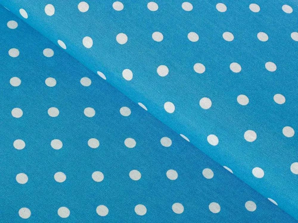 Biante Dekoračný behúň na stôl Leona LN-021 Biele bodky na modrom 35x120 cm