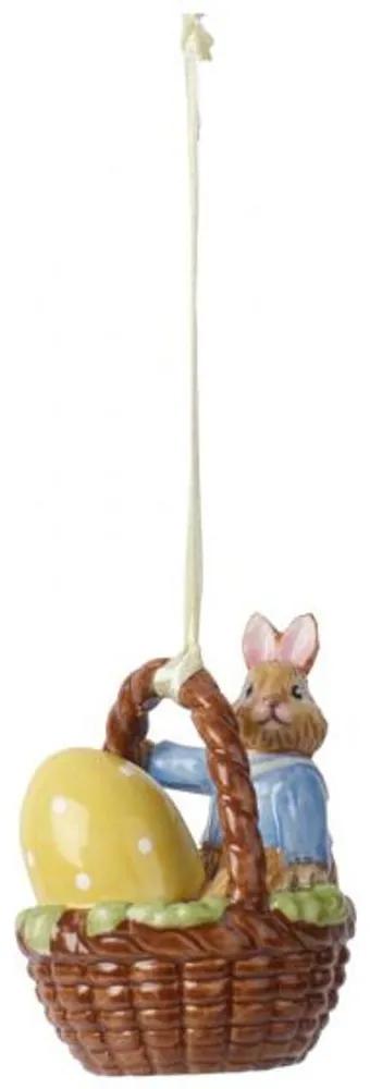 Bunny Tales veľkonočné závesná dekorácia, zajačik Max v košíčku, Villeroy & Boch