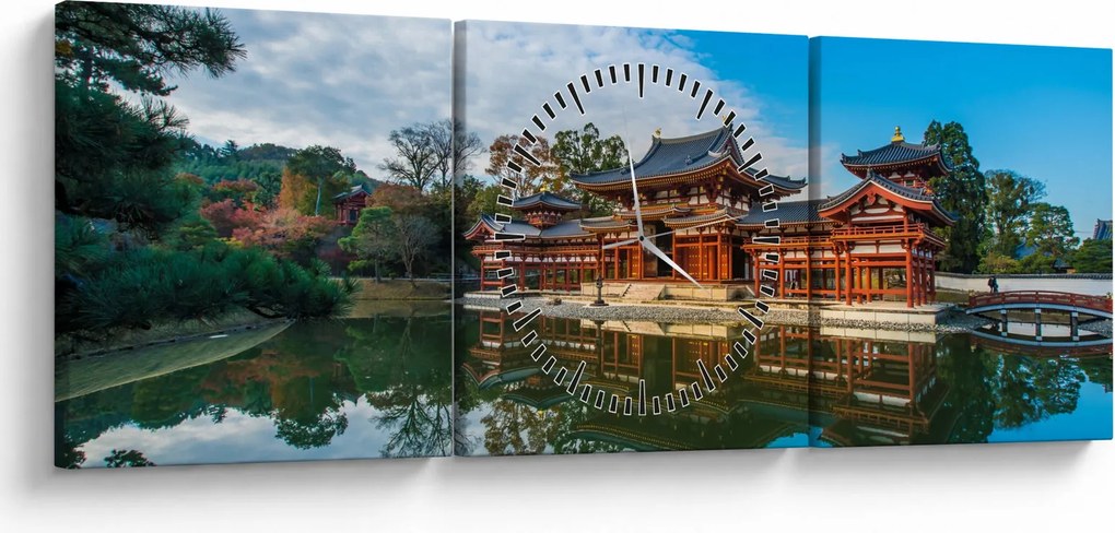 Obraz - Chrám Byodo-in, Japonsko (s hodinami) (90x30 cm)