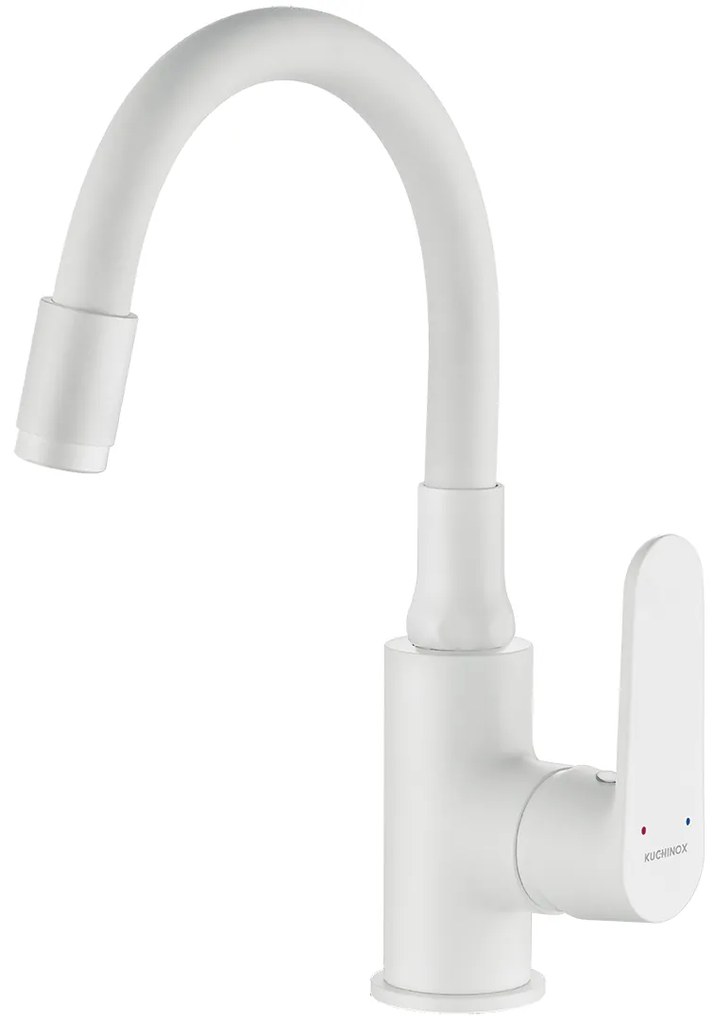 Kuchinox Dima, umývadlová batéria s flexibilným výtokom h-280, biela matná, LAV-BQD_621D
