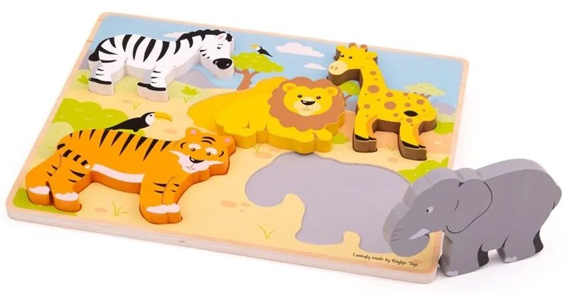 Bigjigs Toys Hrubé vkladacie puzzle safari