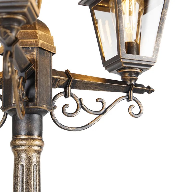 Inteligentný lampáš antické zlato 3-svetlá IP44 vrátane Wifi ST64 - Capital