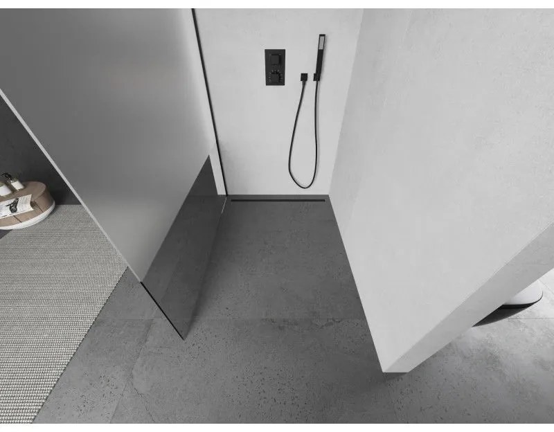 Mexen Kioto sprchová zástena 110x200 cm 8 mm, čierny profil, sklo číre-námraza, 800-110-101-70-35