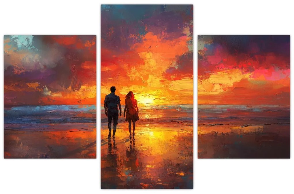 Obraz - Prechádzka na pláži (90x60 cm)
