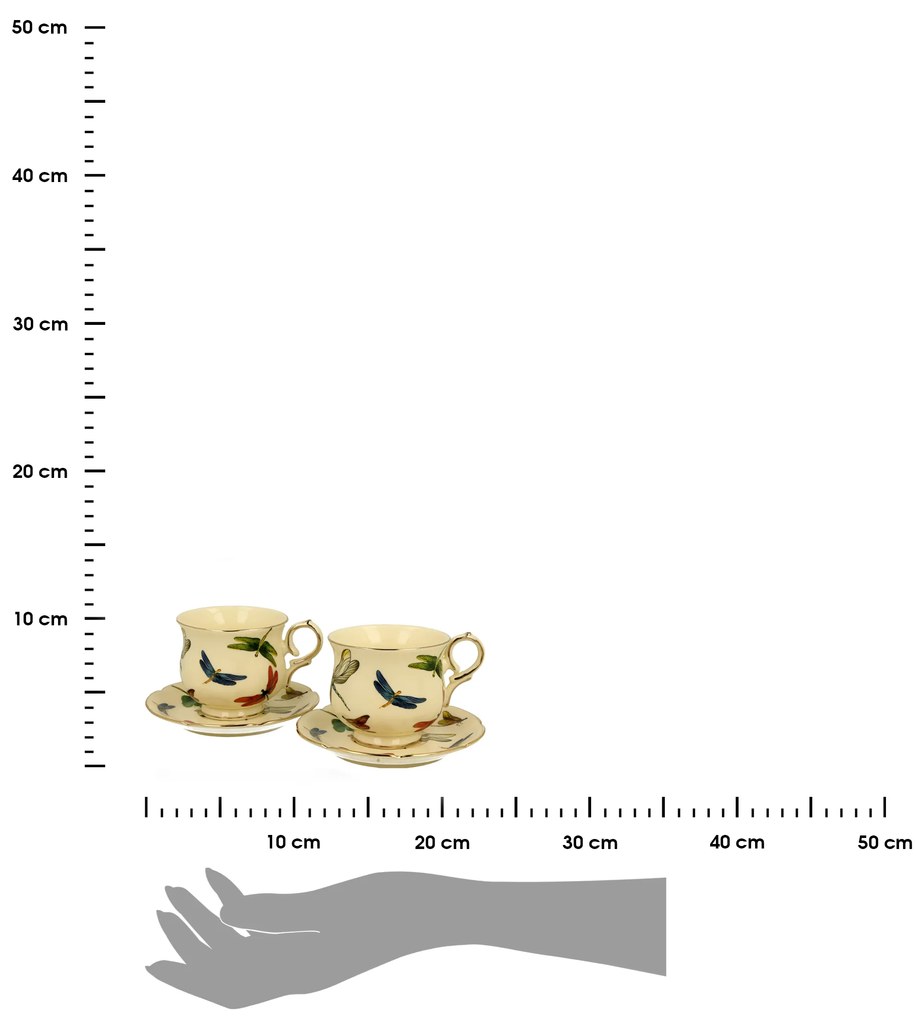 Porcelánová šálka na nohe s podšálkou Dragonfly 150 ml sada 2ks