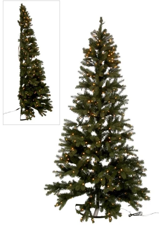 Polovičná umelý zelený dekoratívne vianočný stromček s LED svetielkami - 150 * 150 * 225 cm
