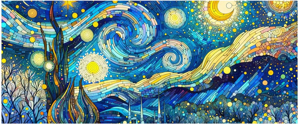 Obraz – Mozaika hviezdnej noci (120x50 cm)