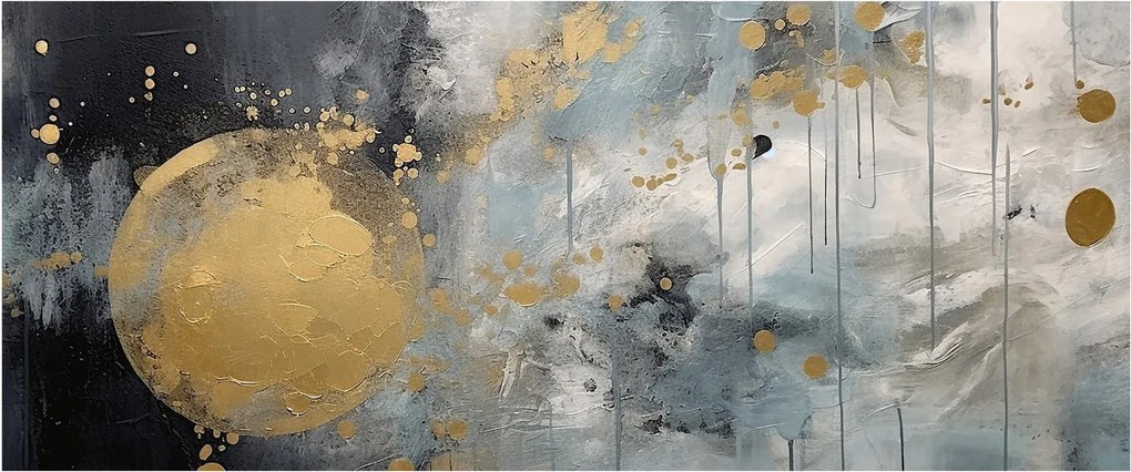 Obraz - Abstrakcia so zlatou guľou (120x50 cm)