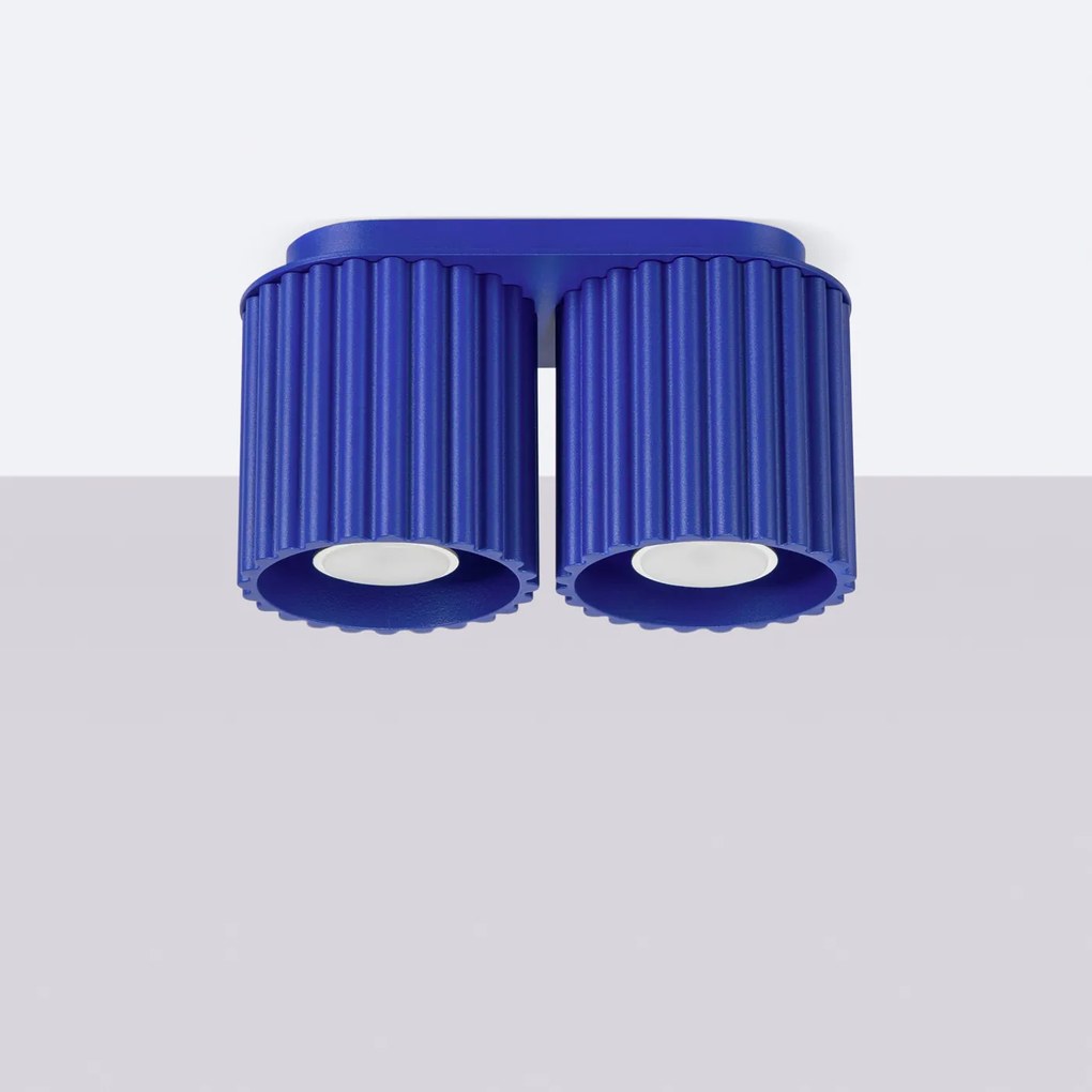 Stropné svietidlo Aura, 2x modré hliníkové tienidlo, (10 cm)