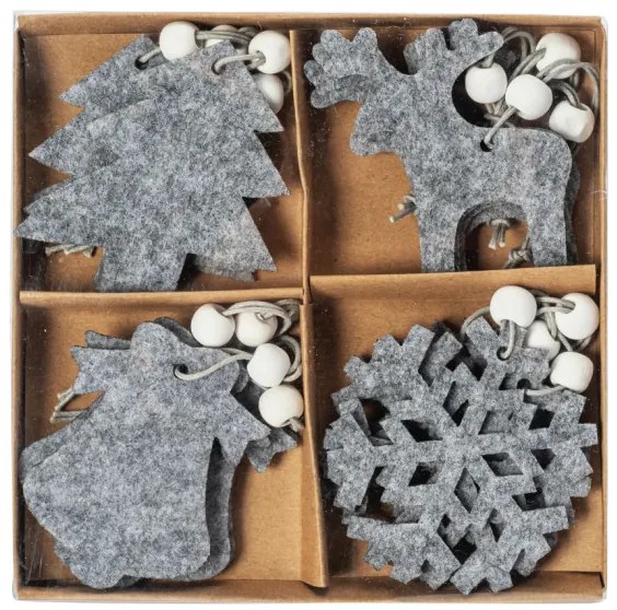 Závesné Vianočné dekorácie SHY-W8569 sivé (16 ks)