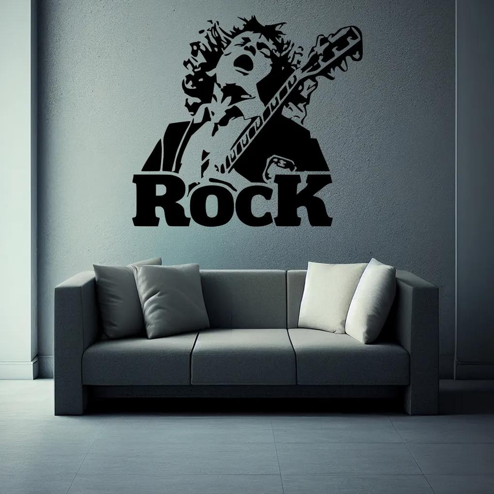 Veselá Stena Samolepka na stenu na stenu Angus Young AC/DC Farba: čierna