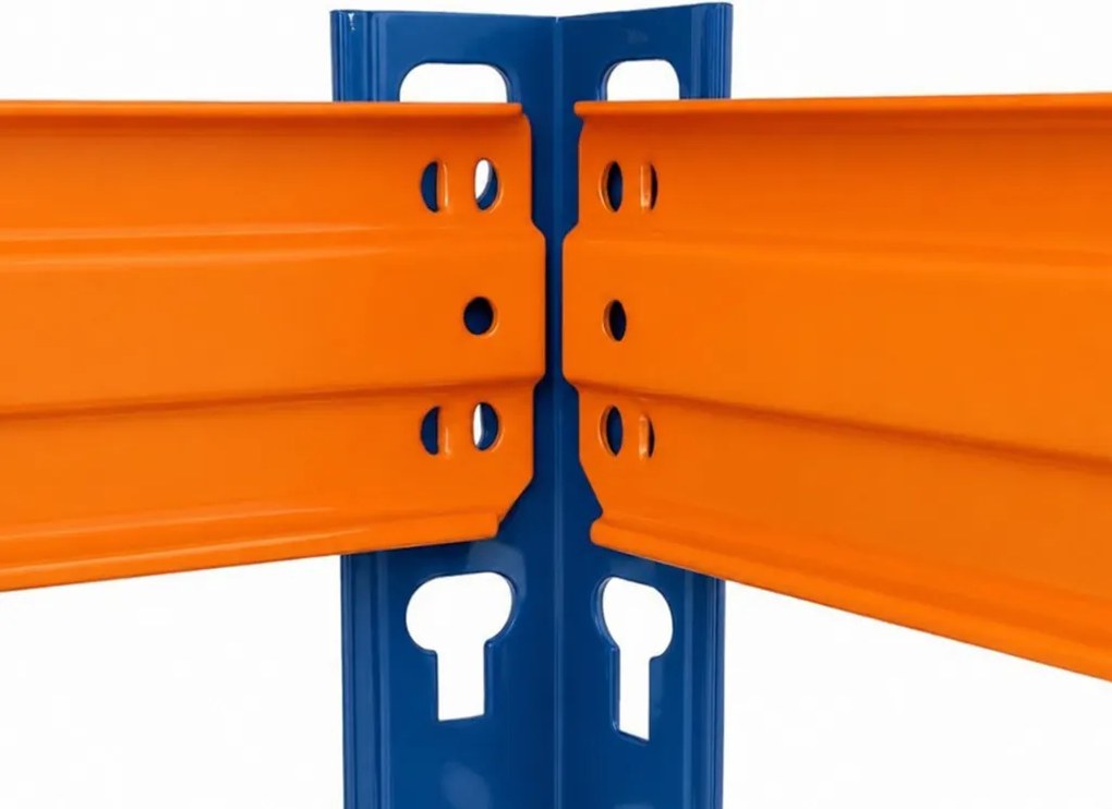 Regál 180x120x40 cm lakovaný 5-policový, nosnosť 1000 kg - modro-oranžový