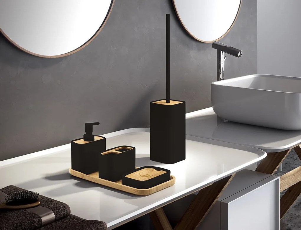 Gedy Gedy, NINFEA WC kefa na postavenie, čierna/bambus, 133314