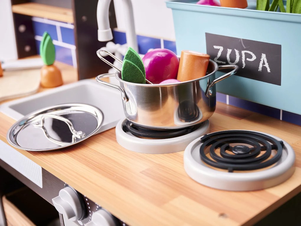 KIK Detská drevená kuchynka MDF LOFT 96 cm s príslušenstvom – veľká moderná XXL