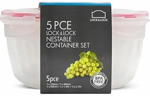 LOCKnLOCK Sada dóz na potraviny Lock okrúhla, 5 ks