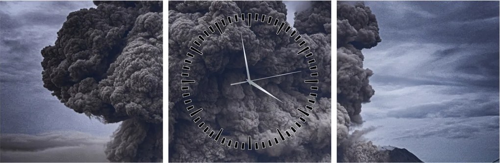 Obraz - Sopečná erupcia (s hodinami) (90x30 cm)