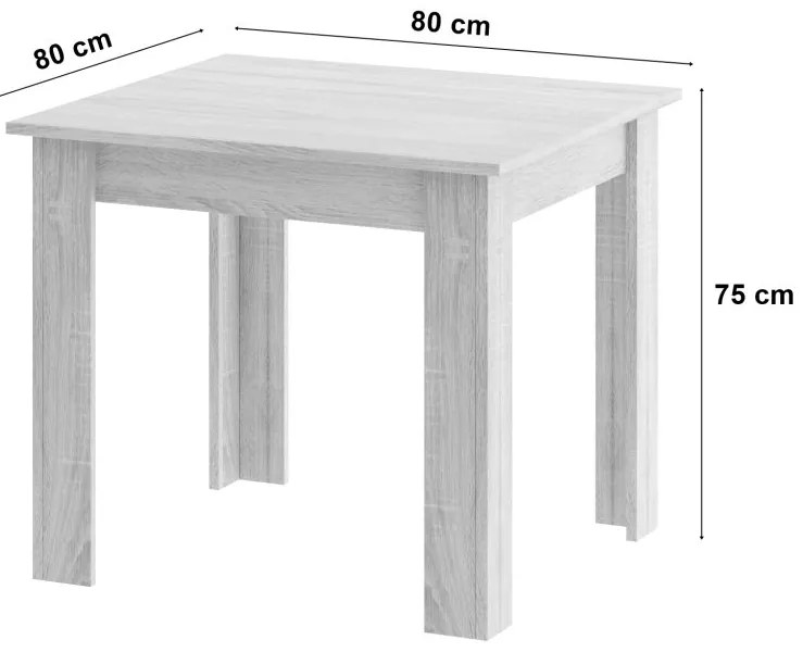 Jedálenská zostava stôl Artisan 80 X 80 čierne nohy + 4 stoličky MARK čierne/ prírodné nohy