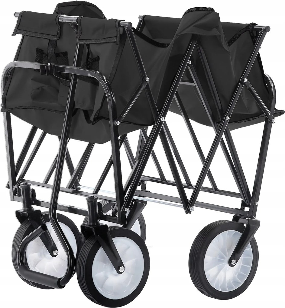 Garden Line ČIERNY SKLADACÍ ZÁHRADNÝ VOZÍK 116 x 54 x 90 cm