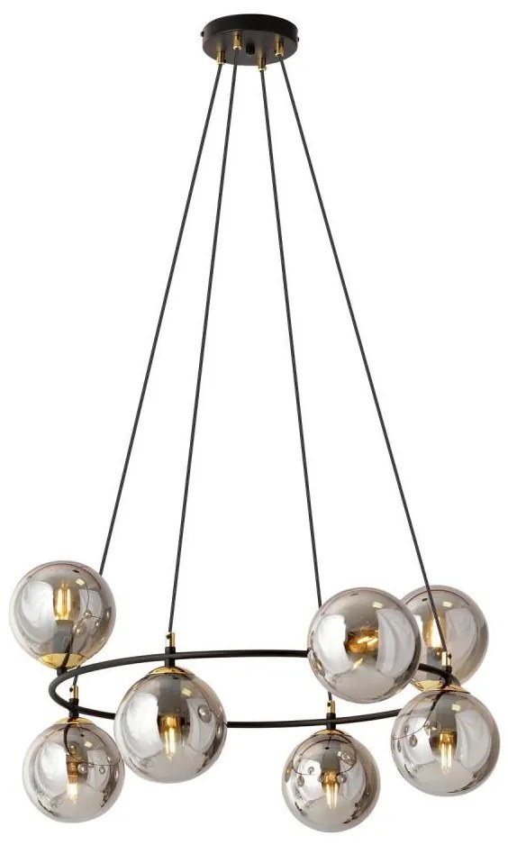 Luster na lanku AZURA 8xE14/10W/230V čierna/šedá