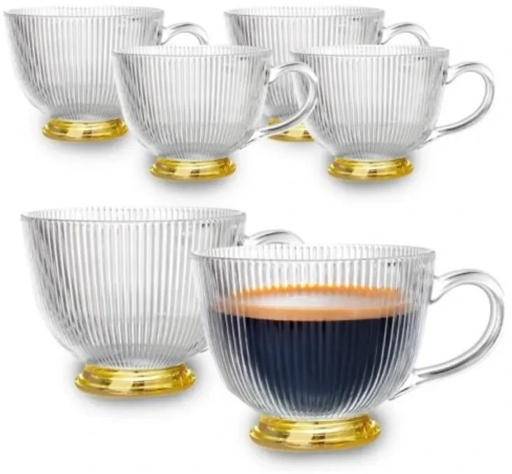 Sklenený hrnček Selena 430 ml so zlatým podstavcom