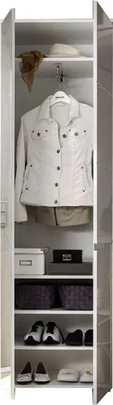 Skriňa so zrkadlom Spice, lesklá biela