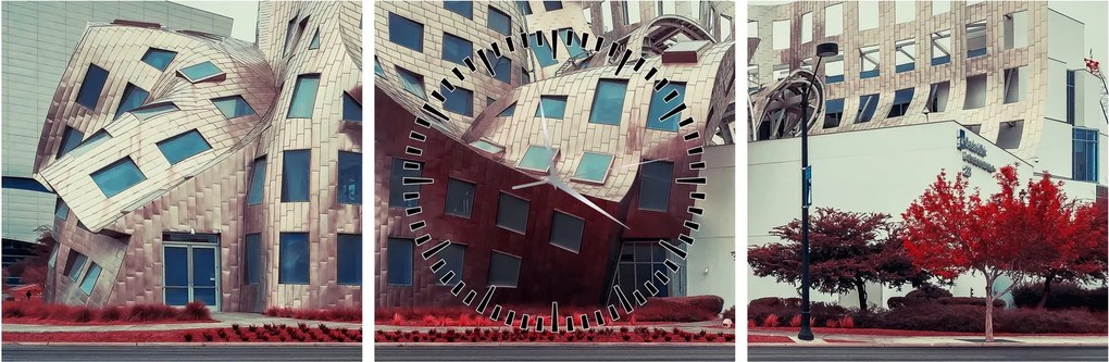 Obraz - architektonická stavba (s hodinami) (90x30 cm)