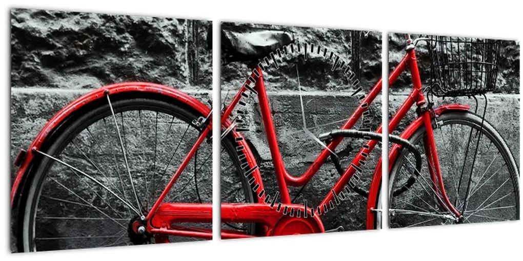 Obraz - Historický bicykel (s hodinami) (90x30 cm)