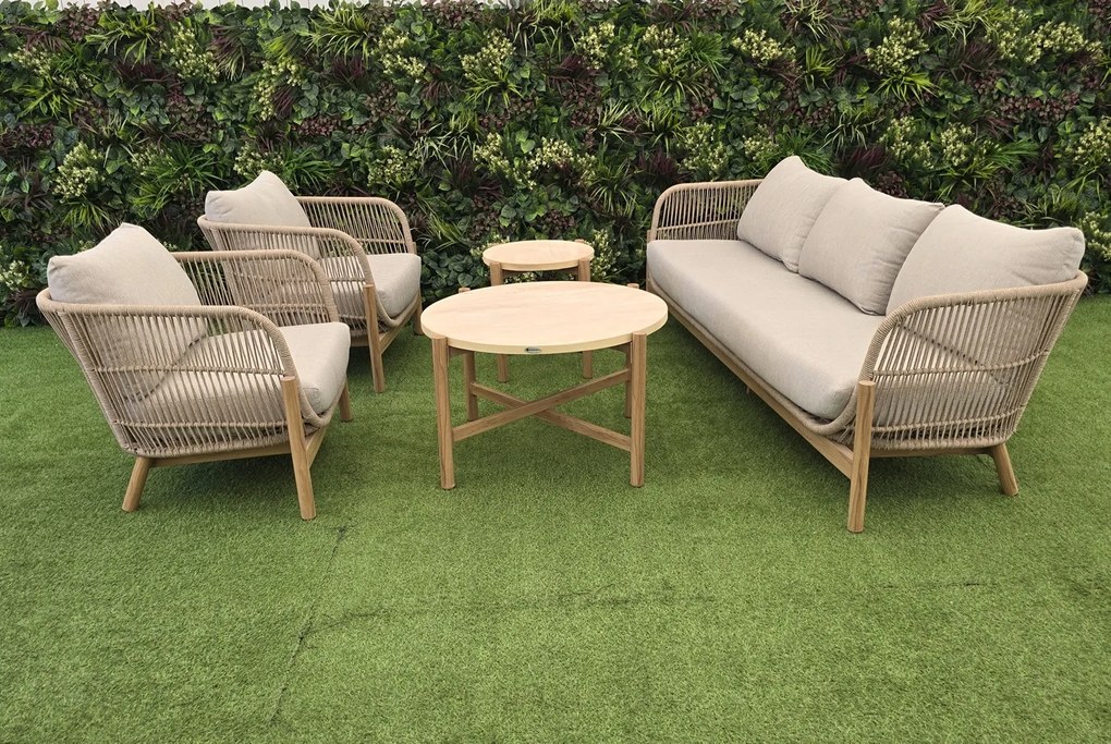 Hliníková vypletaná súprava LARIS 3 s dvomi stolíkmi