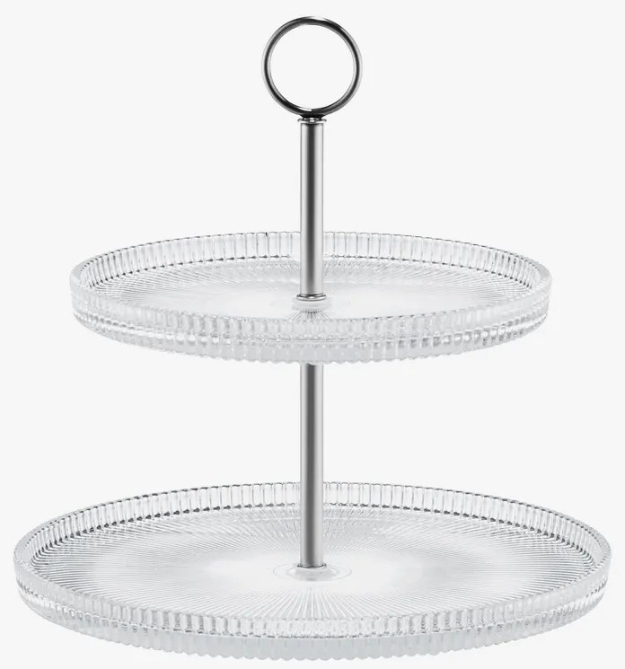 Dvojposchodový etažér Curly z drážkovaného skla