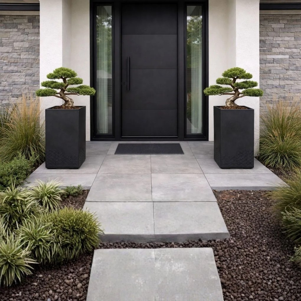 Sada 2 ks květináčů BETONIQUE 40x40/60x40 cm beton černá