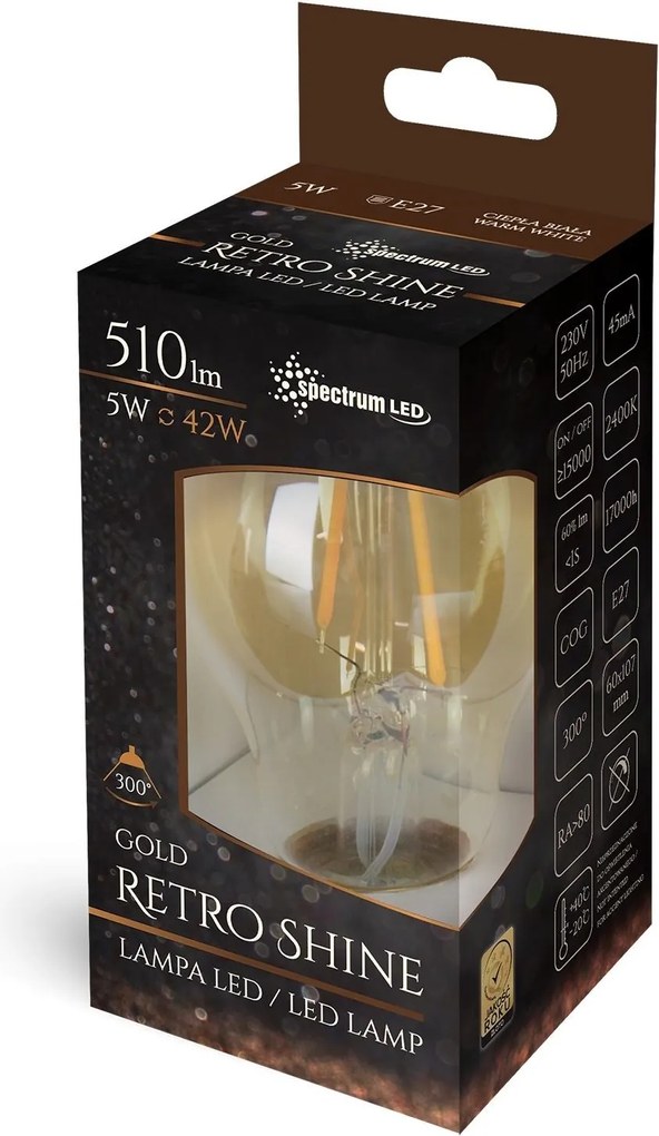 LED GLS 5W E27 COG RETROSHINE teplá bílá