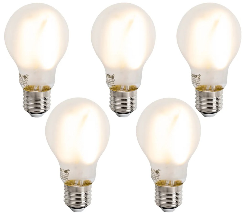 Sada 5 ks Inteligentné stmievateľné LED žiarovky E27 A60 matné 7W 806lm 2700-6500K
