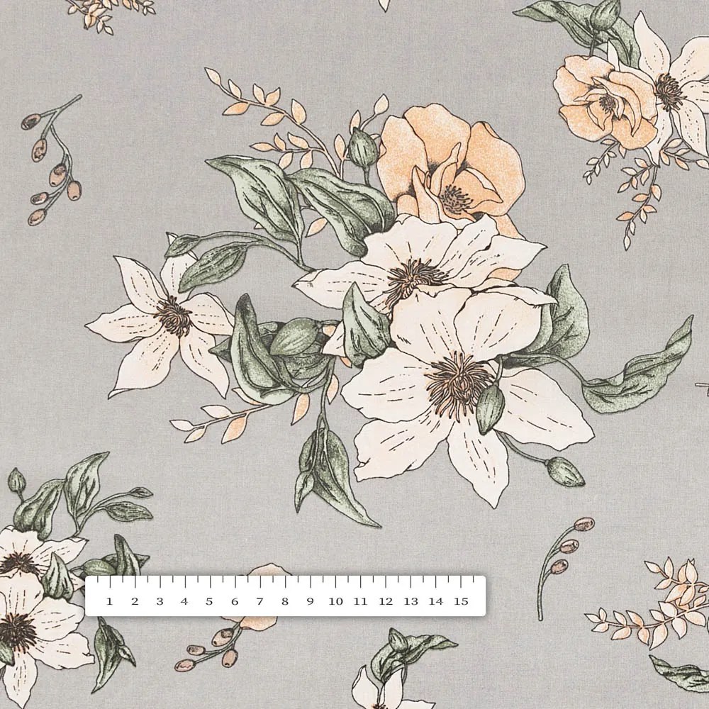 Biante Bavlnený záves Sandra SA-465 Oranžové kvety na sivom 150x220 cm