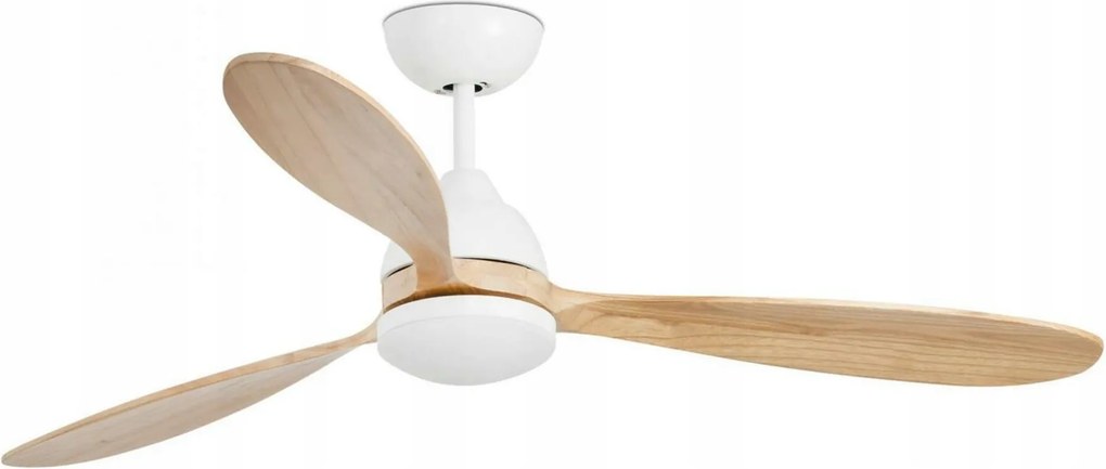 Stropný ventilátor Faro Poros L Led biela/borovica, DC motor, diaľkové ovládanie
