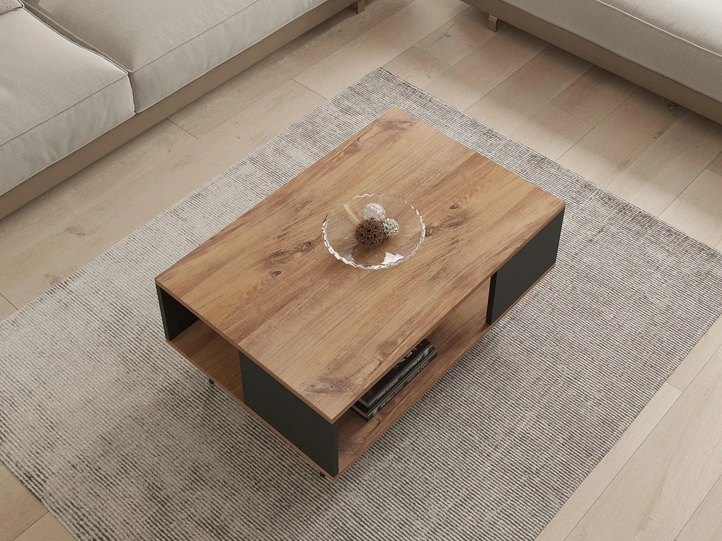 Konferenčný stolík Yan (orech + čierna). Akcia -7%. Vlastná spoľahlivá doprava až k Vám domov. 1089464