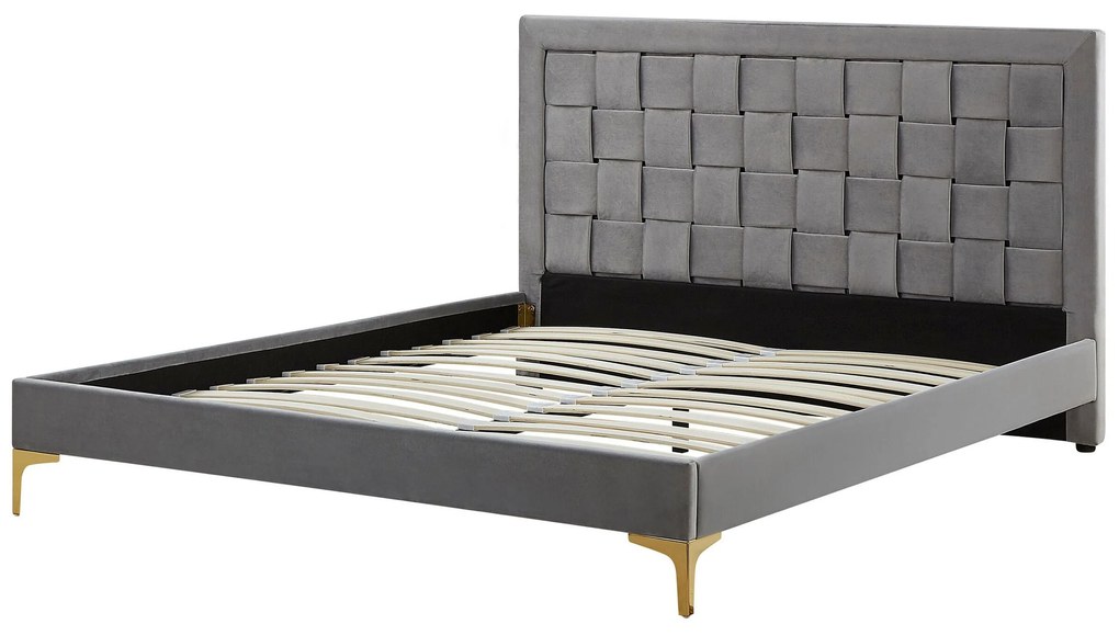 Zamatová posteľ 140 x 200 cm sivá LIMOUX Beliani