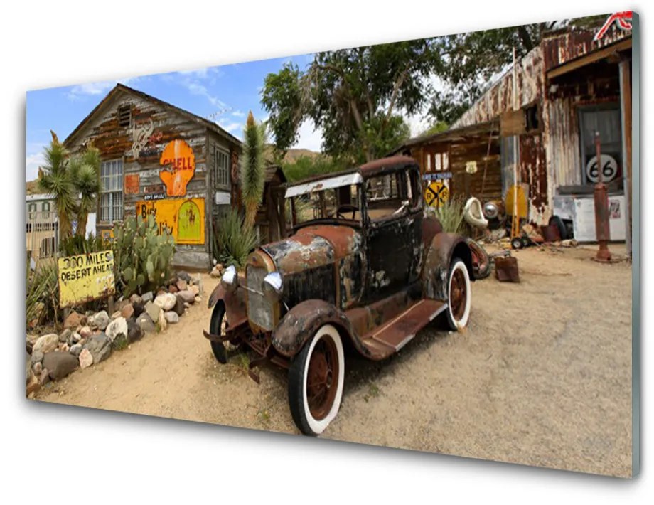 Obraz plexi Staré auto architektúra 125x50 cm