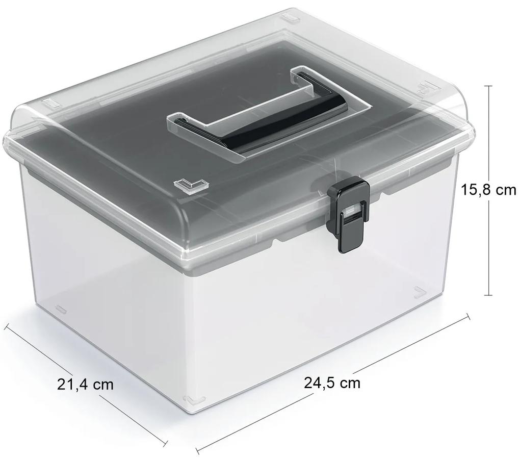 Plastový úložný box NUF3HT - priehľadná / čierna