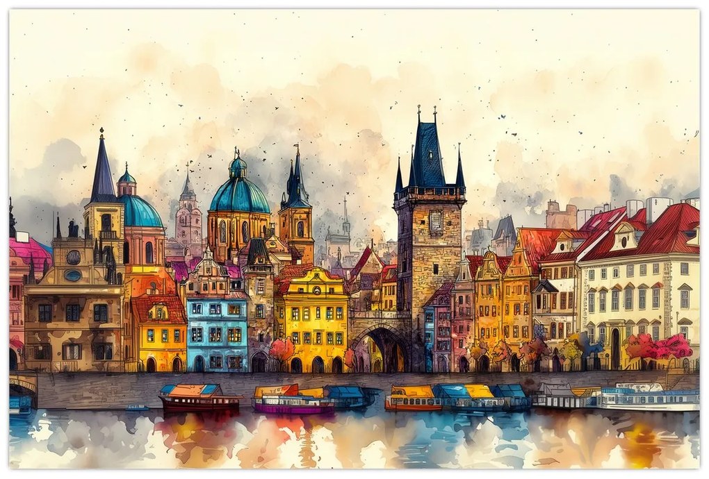 Obraz - Jeseň v maľovanom meste (90x60 cm)