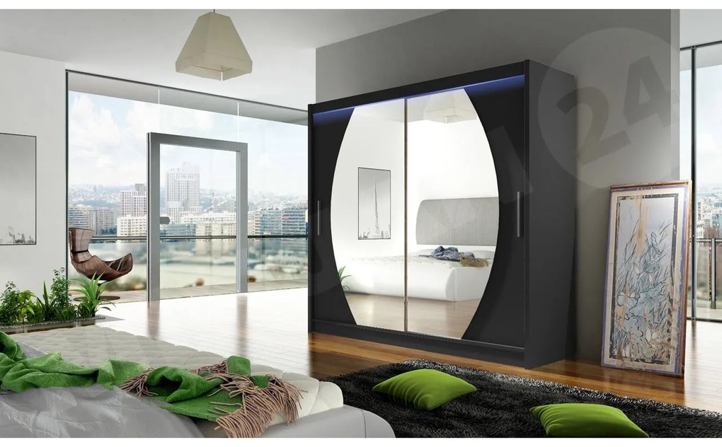 Skriňa London IV, Farby: kašmír, Osvetlenie: osvetlenie LED RGB - farebné