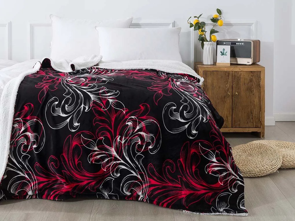 XPOSE® Mikroplyšová deka RAMADA s baránkom - malinová 140x200 cm