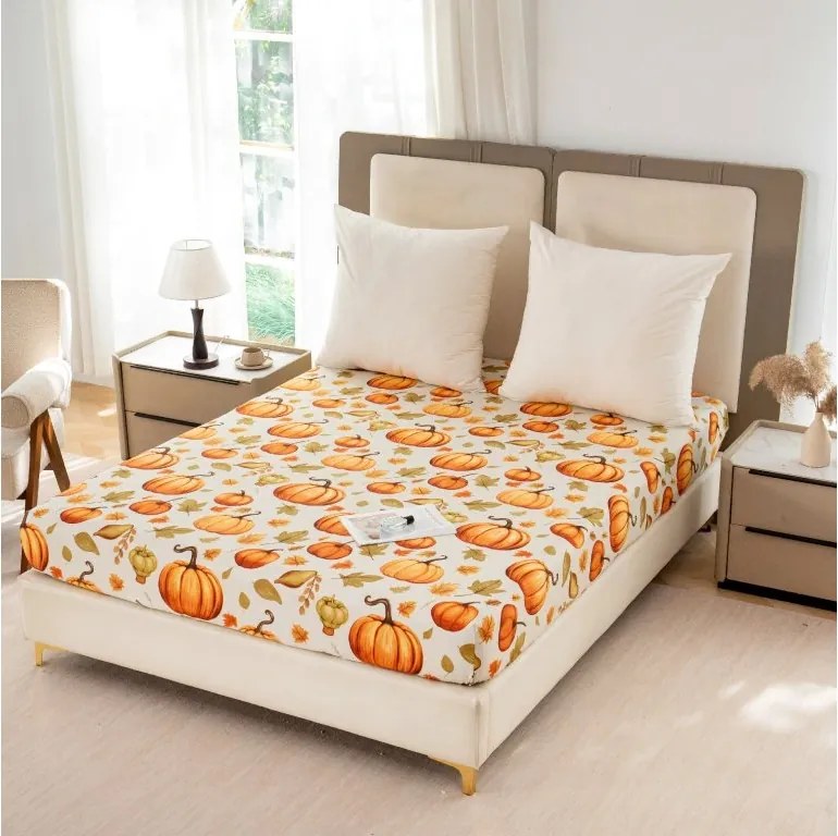 Napínacia obliečka z mikrovlákna AUTUMN PUMPKINS farebná 180x200 cm
