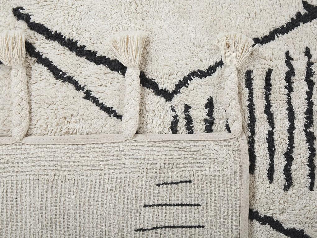 Bavlnený koberec 140 x 200 cm biela/čierna KEBIR Beliani
