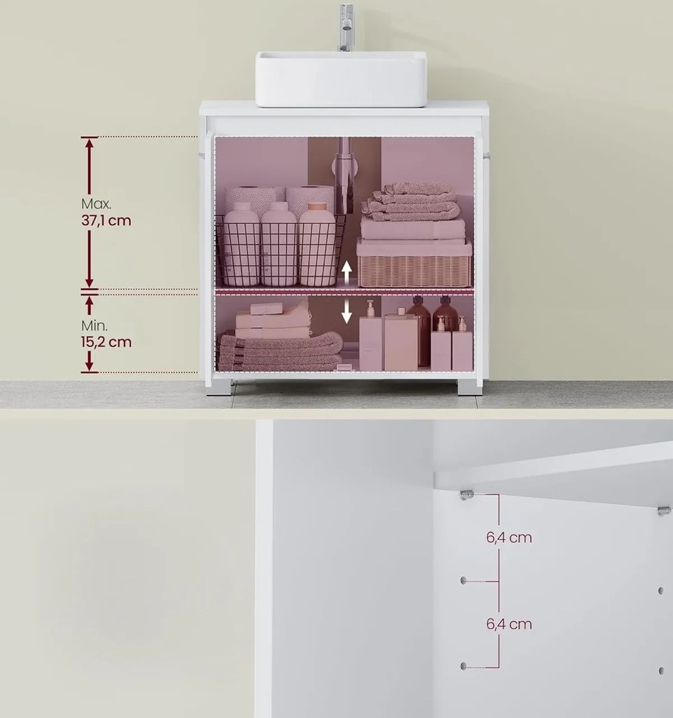 Skrinka pod umývadlo Vasagle Bruser 60 cm biela