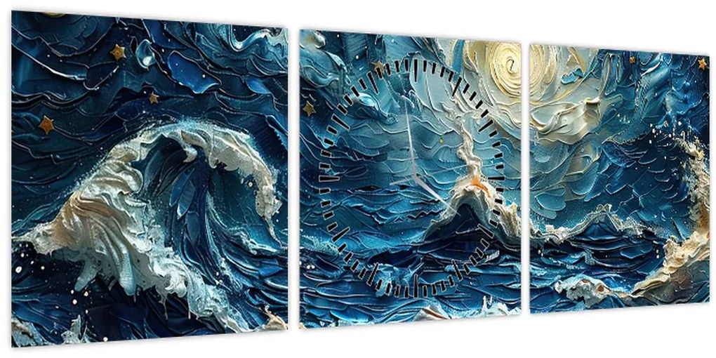 Obraz - Maľba oblohy a mora (s hodinami) (90x30 cm)