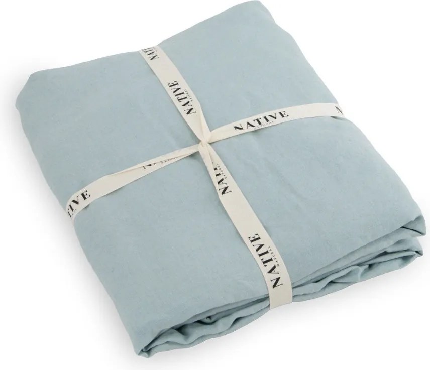 Svetlomodré ľanové obliečky na jednolôžko 135x200 cm Aqua – Native Natural