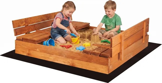 Drevené uzavreté pieskovisko 150x150 cm Springos SB150ZZ - impregnované