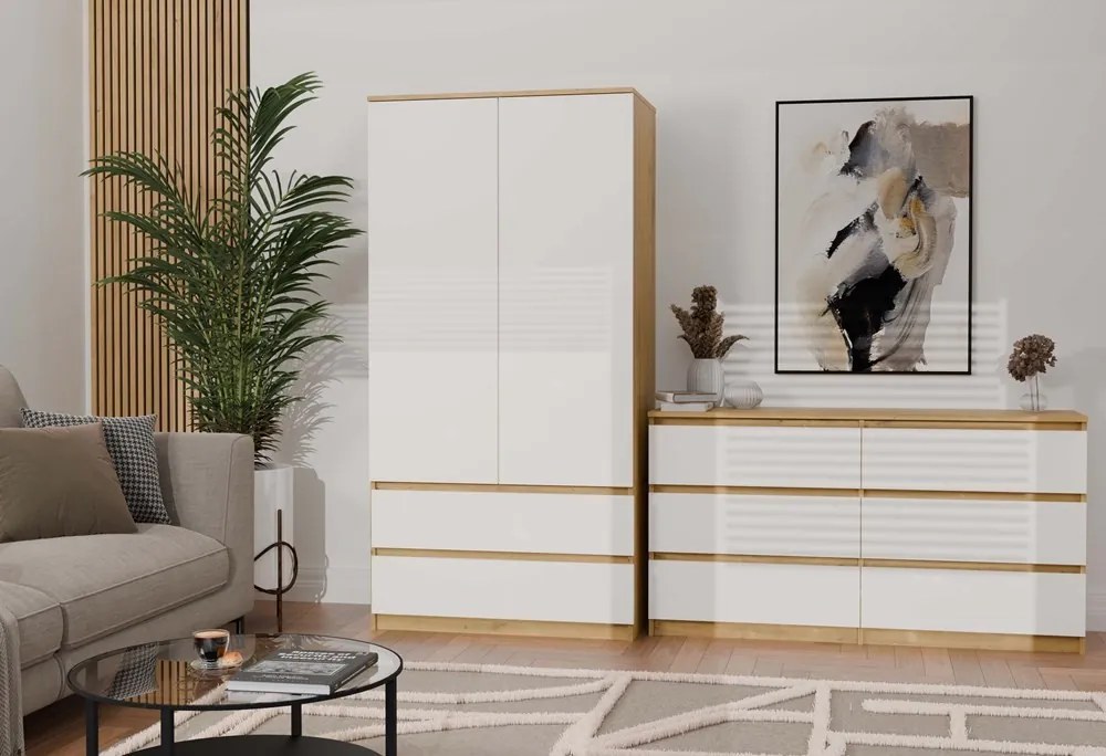 Šatní skříň MALWA I 90 cm dub artisan/bílá